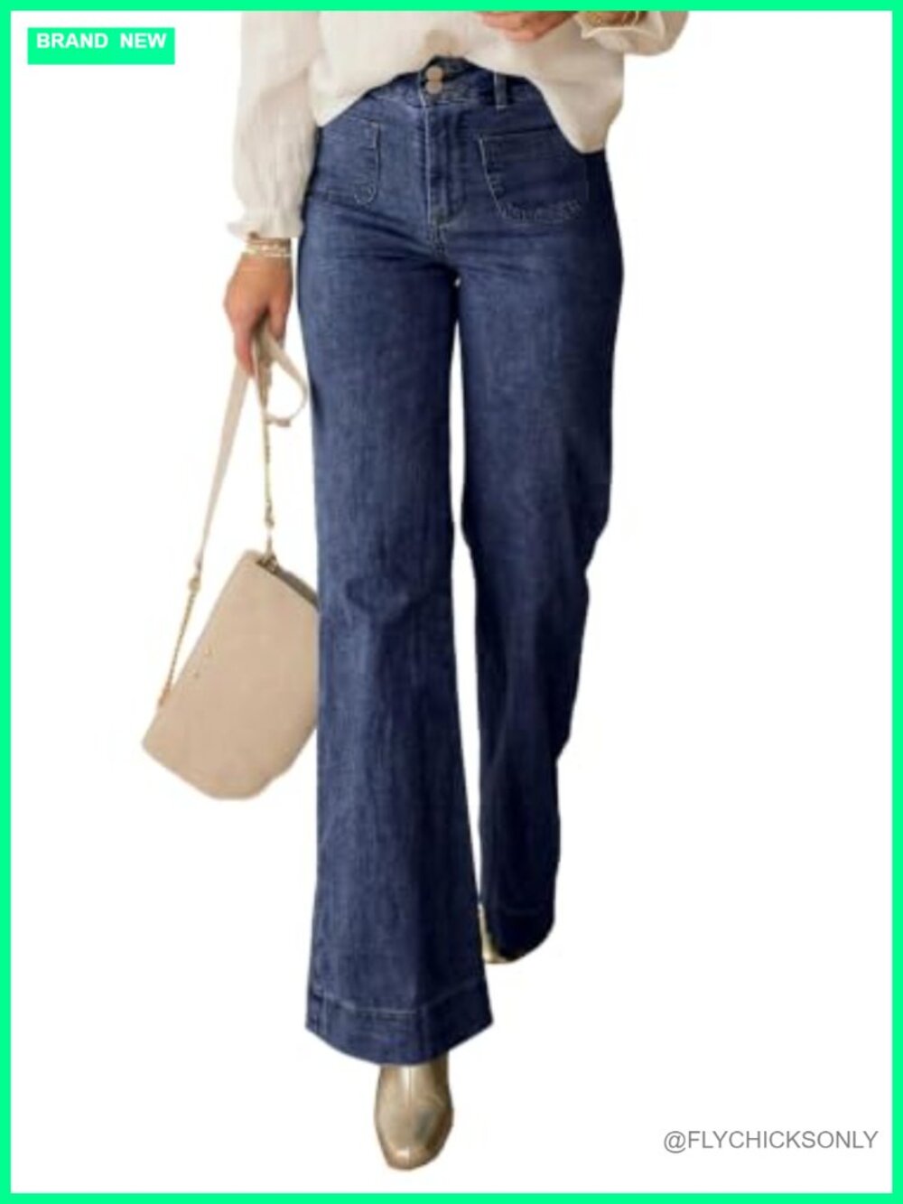 High Waisted Wide Leg Jeans Cotton Blend Retro Flare Denim